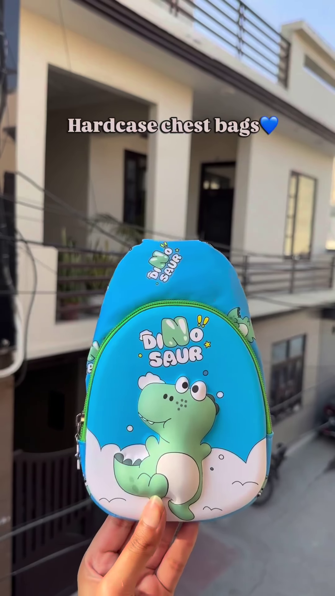 Blue Dinosaur-Themed Kids' Hardcase Chest Bag